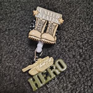Military Brave Soldier Hero Retractable Badge Reel Id Holder Work Badge Reel